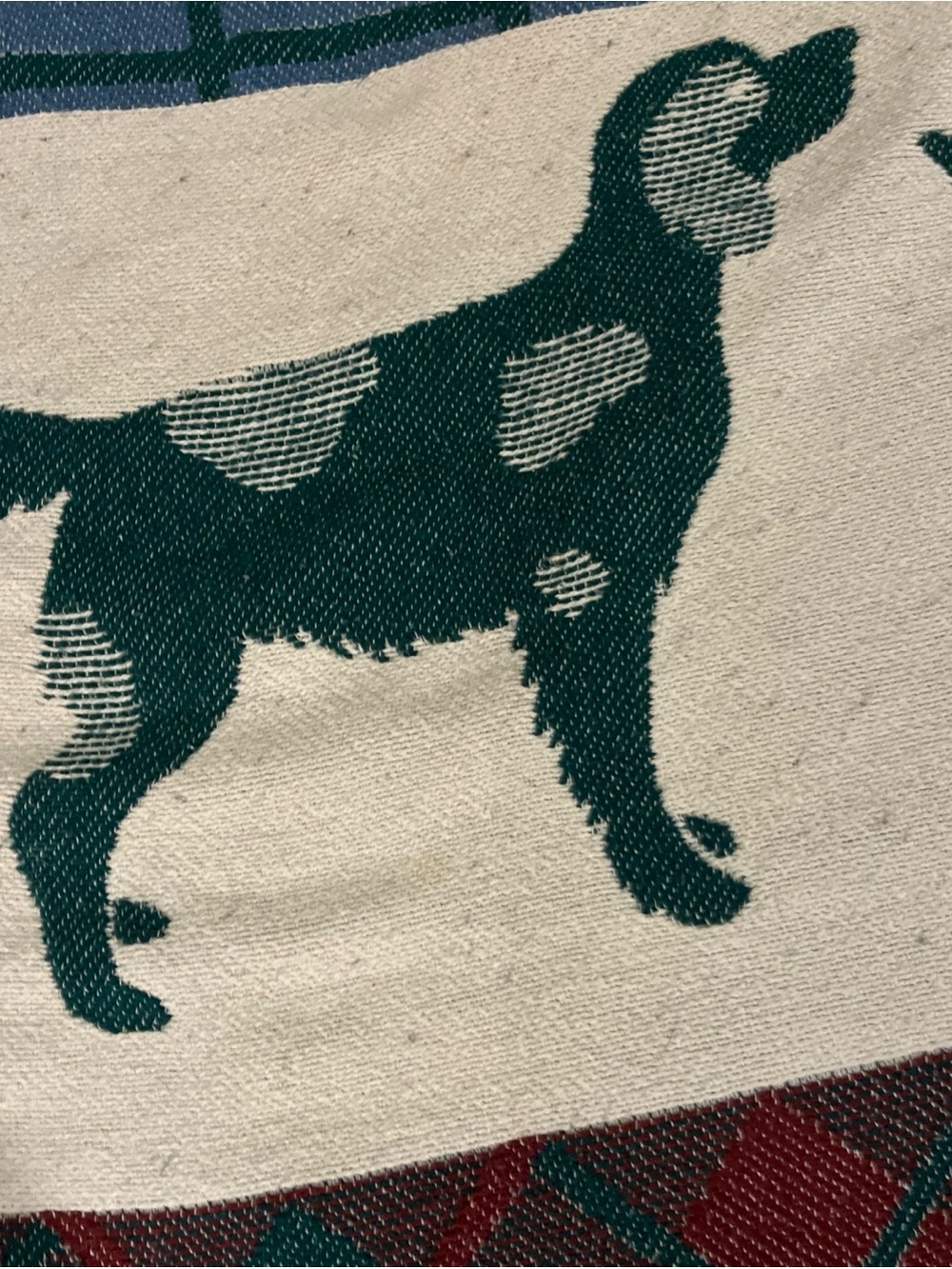 VTG 80s Quail Hunting Dog Blanket Reversible Throw 1987 Vuteks - Picture 2 of 7